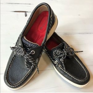 Sperry Top-Slider Black Pebbled Leather WOMENS 6.5